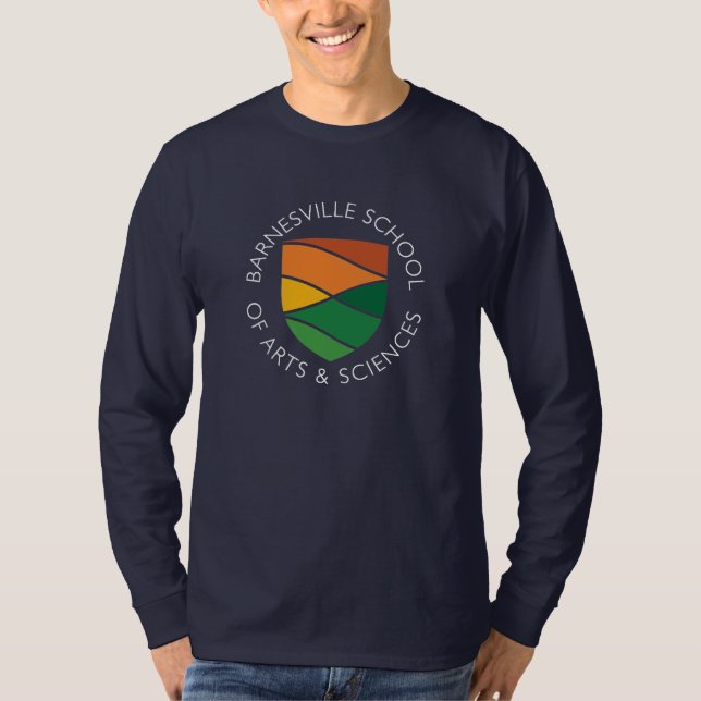 Dunkelblauer erwachsener langer Sleeved T - Shirt (Vorderseite)