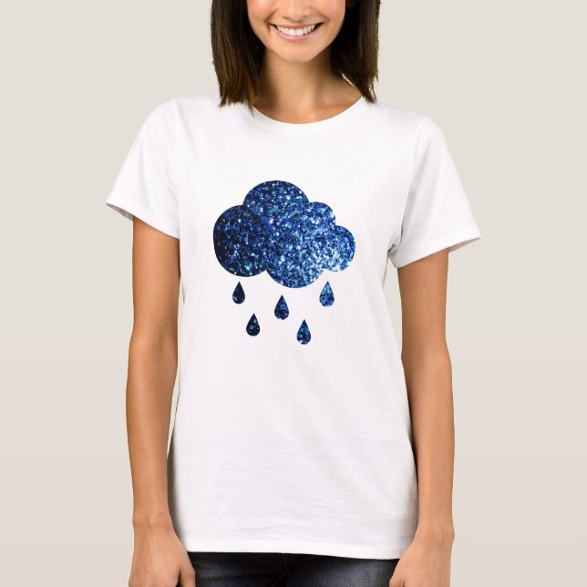Dunkelblauer Glitzer Glitzern funkelnd Regenwolke T-Shirt (Vorderseite)