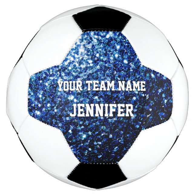 Dunkelblauer Glitzer Glitzern Ihr Name Team Fußball (Vorderseite)