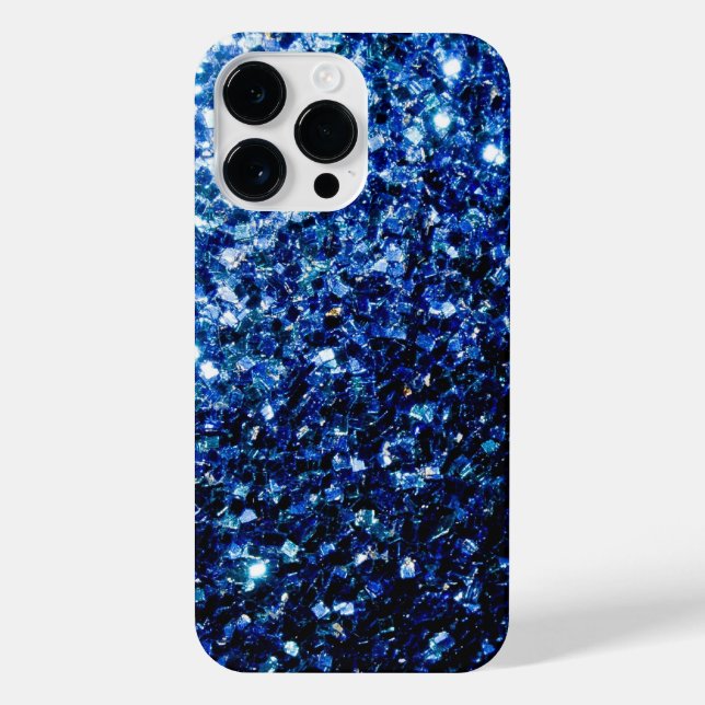 Dunkelblauer Glitzer Glitzern iPhone 14 Pro Max Hülle (Rückseite)