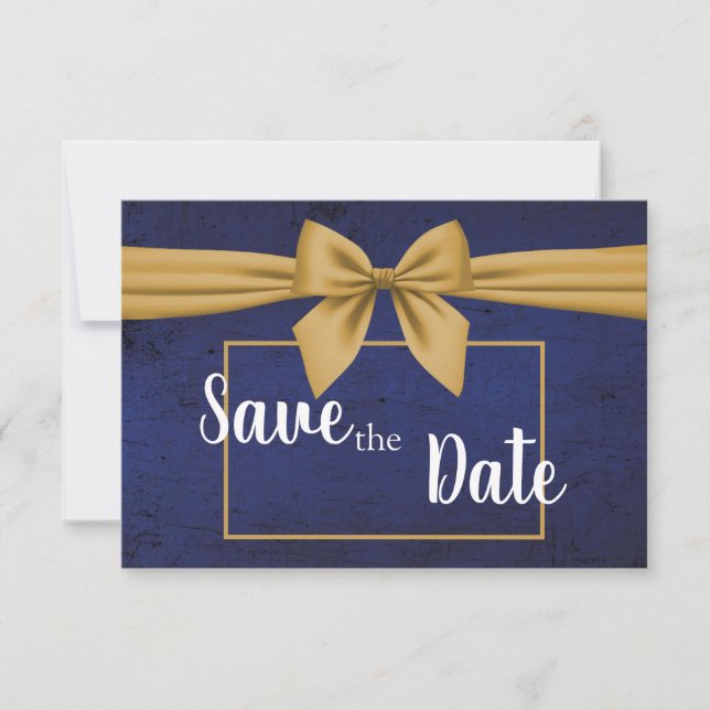 Dunkelblauer goldener Bogen Save The Date (Vorderseite)