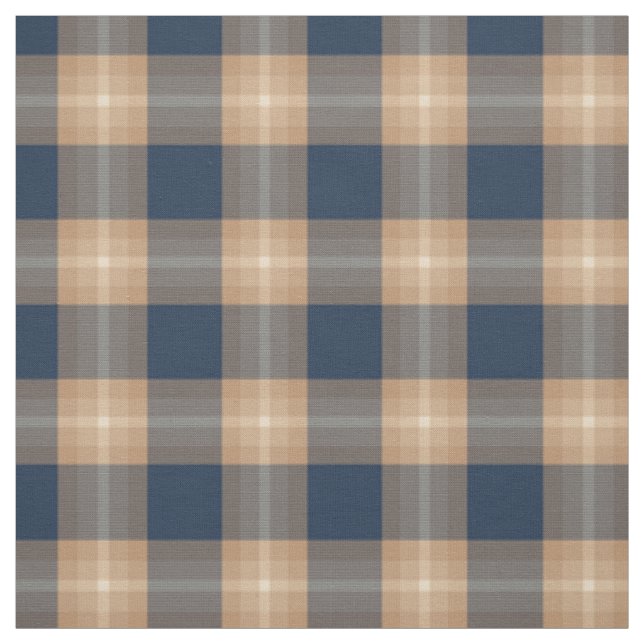 Dunkelblauer Kaffee Tan Brown Tartan Squares Muste Stoff (Muster)