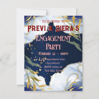 Dunkelblauer Marmor mit Gold Einladung