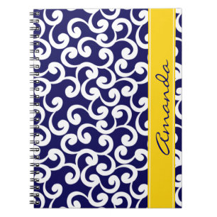 Dunkelblauer mit Monogramm Element-Druck Notizblock
