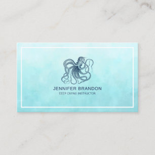 Dunkelblauer nautischer Oktopus Visitenkarte