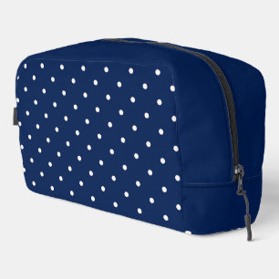 Dunkelblauer Polka-Punkt Waschbeutel
