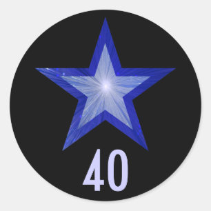 Dunkelblauer Star "40" ("40") alter, rundlicher Au Runder Aufkleber