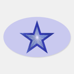 Dunkelblauer Star-Aufkleber oval blau Ovaler Aufkleber