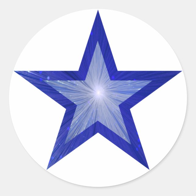 Dunkelblauer Star-Aufkleber rund weiß Runder Aufkleber (Vorderseite)