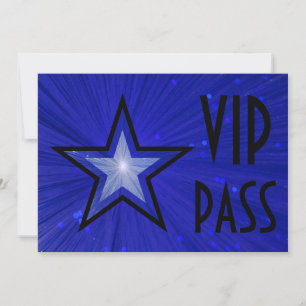 Dunkelblauer Star "VIP PASS" in horizontaler schwa Einladung