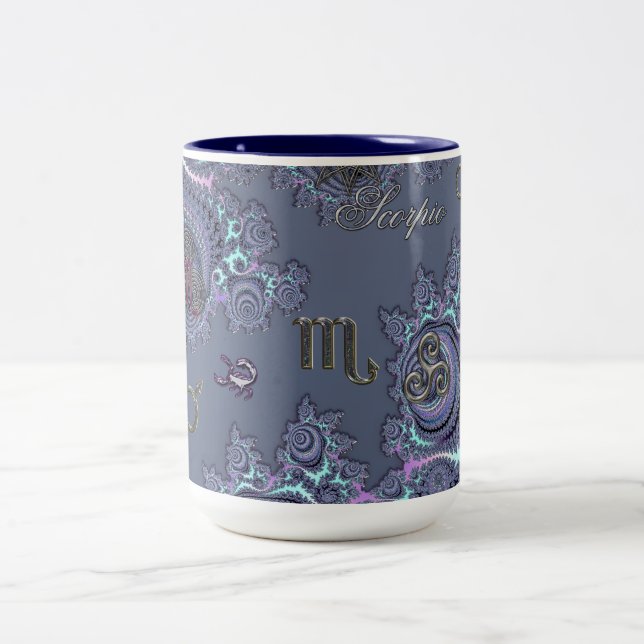 Dunkelblauer Tierkreis-Zeichen-Skorpion mystisch Zweifarbige Tasse (Mittel)
