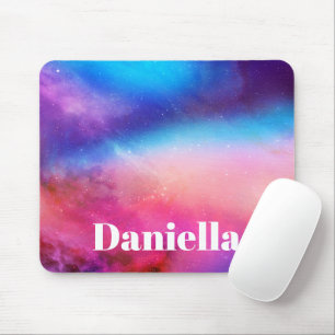 Dunkelblauer und rosa Holografischer Himmel mit In Mousepad