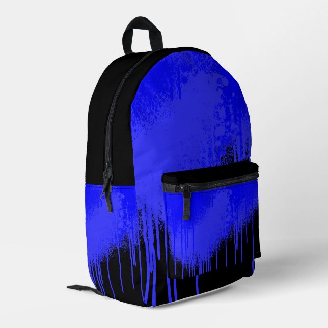 dunkelblauer und schwarzer Tropfen Bedruckter Rucksack (Rückseitige Ecke links)