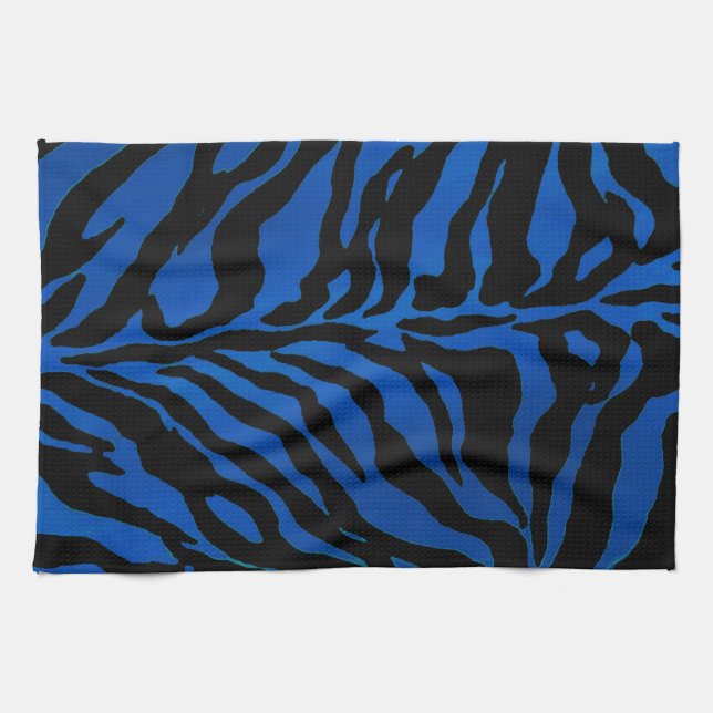 Dunkelblauer und schwarzer Zebra-gestreiftes Handtuch (Horizontal)