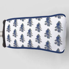 Dunkelblauer Wasserfarbenwald Pinienbäume Golf Headcover