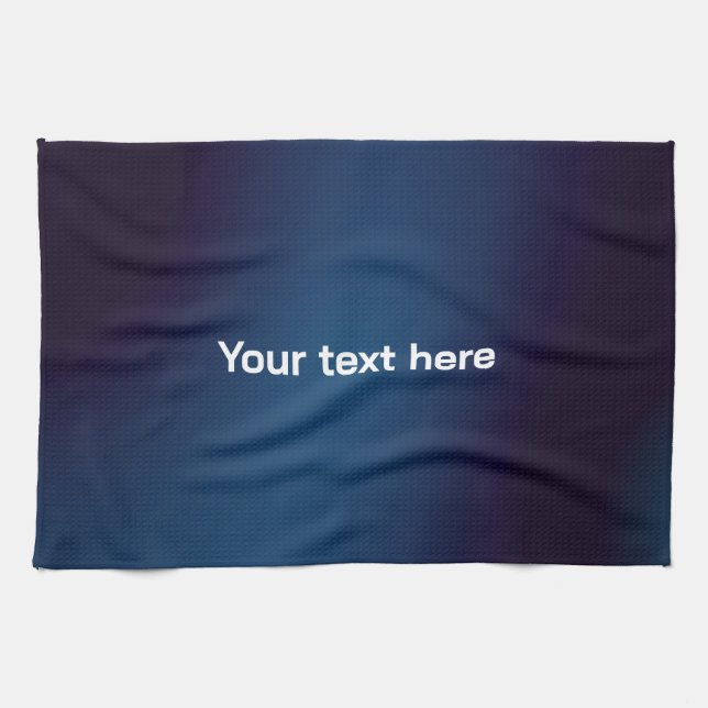 Dunkelblaues Abstraktes Muster | Füge Text hinzu Geschirrtuch (Horizontal)