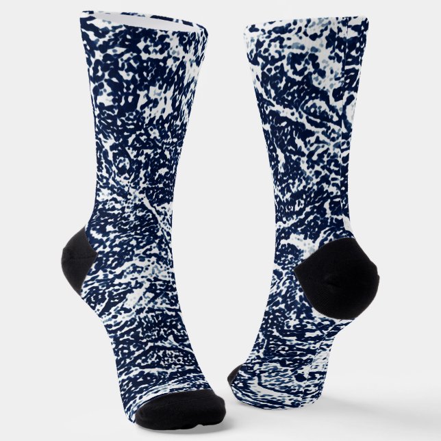 Dunkelblaues Abstraktes Muster Socken (Gewinkelt)