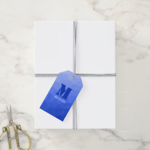 Dunkelblaues geometrisches Maschenmuster Monogram Geschenkanhänger