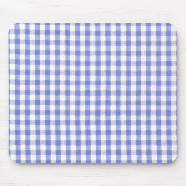 Dunkelblaues Gingham-Muster Mousepad (Vorne)