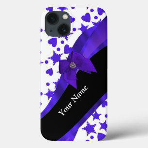 Dunkelblaues hübsches Gürtelmuster personalisiert Case-Mate iPhone Hülle