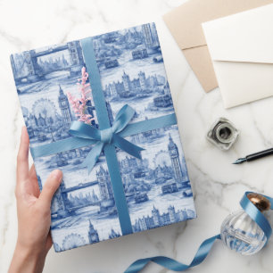 Dunkelblaues Londoner Architektur-Blueprint-Design Geschenkpapier