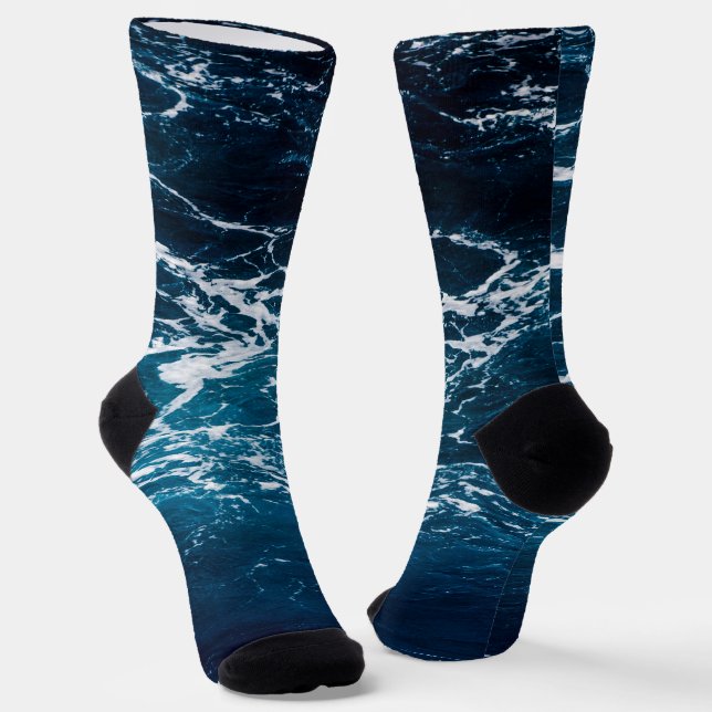 Dunkelblaues Meerwasser aus Schwerschaum Socken (Gewinkelt)