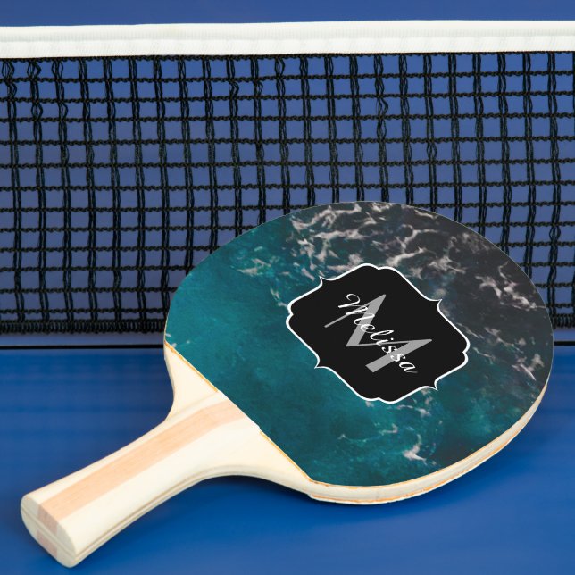 Dunkelblaues Meerwasser Monogram Tischtennis Schläger (InSitu)