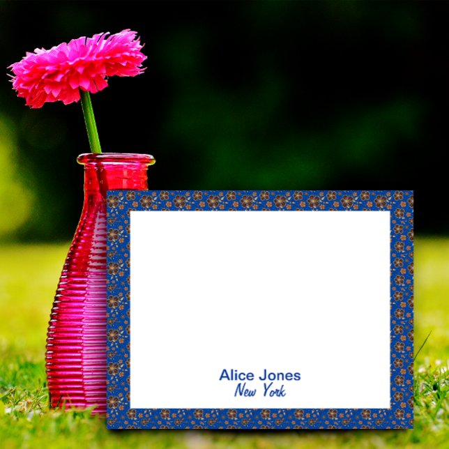 Dunkelblaues Muster braune natürliche Blume Notizblock (Von Creator hochgeladen)