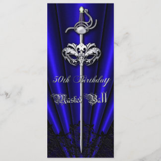 Dunkelblaues Spitze-Maskerade-Silber-50. Einladung