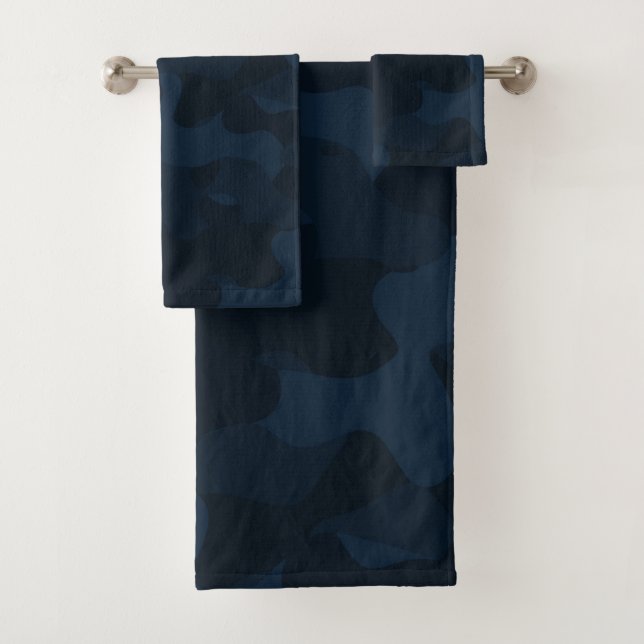 Dunkelblaues Tarno-Abstrakt Badhandtuch Set (Insitu)