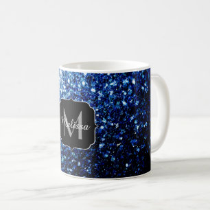 Dunkelblaues tiefes glänzendes falsches Glitter Fu Kaffeetasse