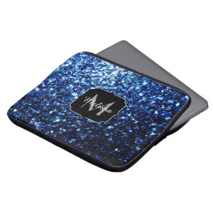 Dunkelblaues, tiefes, glänzendes, falsches Glitter Laptopschutzhülle