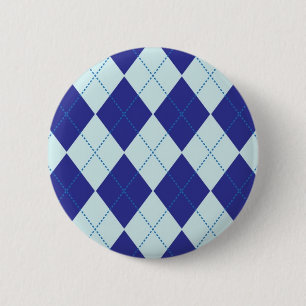 Dunkelblaues und hellblaues Rauten-Muster Button