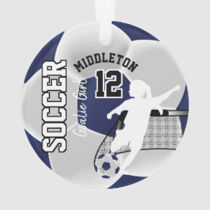 Dunkelblaues und weißes Fußball ⚽ Tormann-Mäd Ornament