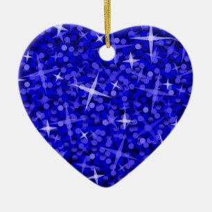 Dunkelblaues Verzierungsherz des Glitz Keramikornament