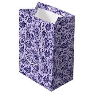 Dunkelblaues Vintag Paisley-Muster auf Lavendel Mittlere Geschenktüte