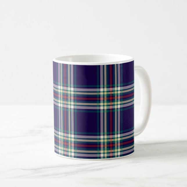 Dunkelblaues Vintages kariertes Kaffeetasse (VorderseiteRechts)