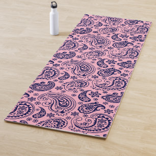 Dunkelblaues Vintages Pisley auf rosa Yogamatte