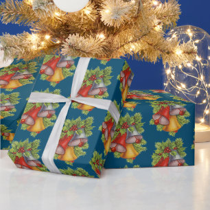 Dunkelblaues Weihnachtsglocken-Geschenkpapier Geschenkpapier