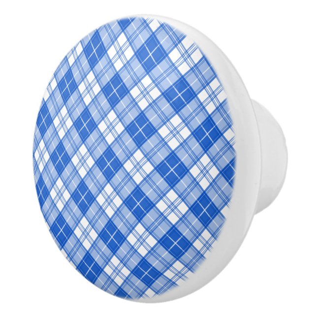 Dunkelblaues weißes Tartan Muster yxm0uat9 diagona Keramikknauf (Rechts)