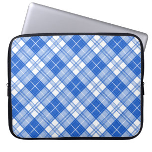 Dunkelblaues weißes Tartan Muster yxm0uat9 diagona Laptopschutzhülle