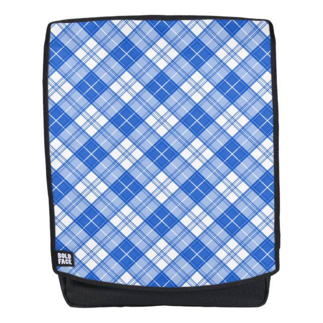 Dunkelblaues weißes Tartan Muster yxm0uat9 diagona Rucksack (Vorderseite)