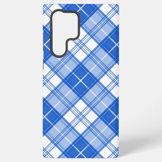 Dunkelblaues weißes Tartan Muster yxm0uat9 diagona Samsung Galaxy Hülle (Rückseite)