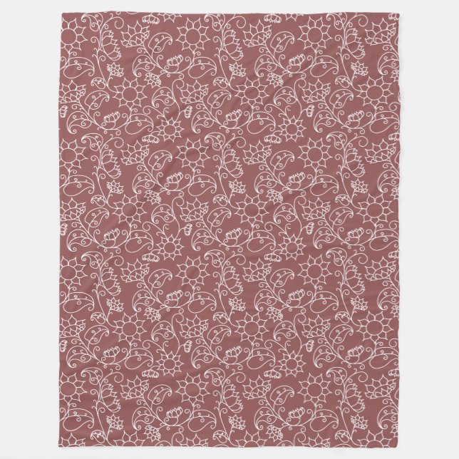 Dunkelblush Pink Whimsical Floral Sherpa Blankon Fleecedecke (Vorderseite)