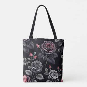 Dunkelblush-Rose Blumendesign Tasche