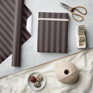 Dunkelbraun & Braunstein Streifen Geschenkpapier