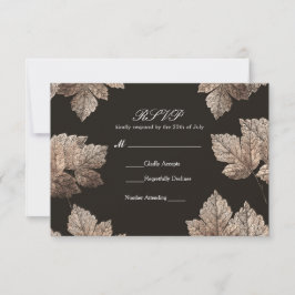 Dunkelbraun & Bronze-Blätter Rustikale Fall-RSVP-K RSVP Karte