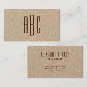Dunkelbraun, einfache Drei-Buchstaben-Monogramm Visitenkarte