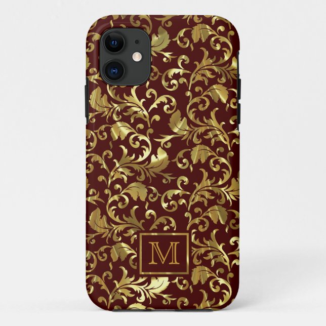 Dunkelbraun und Vintage Goldfäden Case-Mate iPhone Hülle (Rückseite)