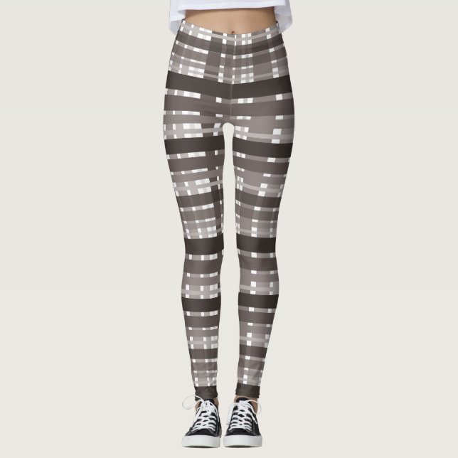 Dunkelbraun und Weiß Leggings (Vorderseite)